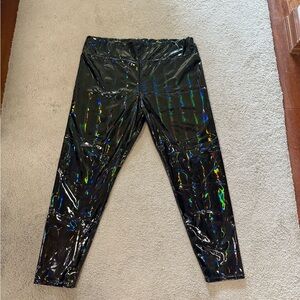 SHEIN Black Glossy Leggings with Iridescent Shine